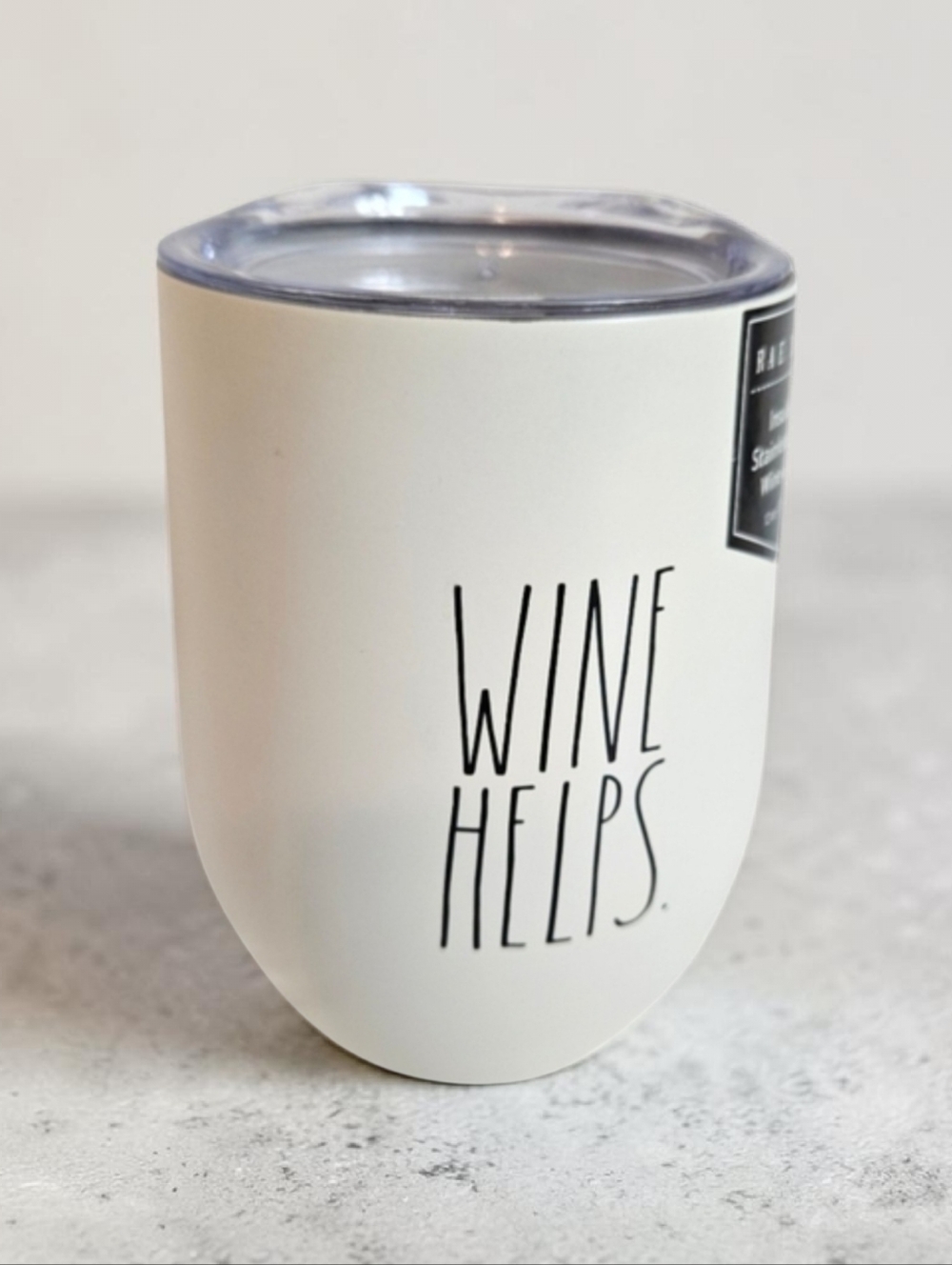 Rae Dunn Wine Helps 12oz Insulated Stainless Steel Wine Tumbler Neutral Cup NWT